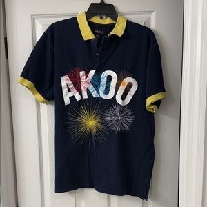 Akoo Navy Polo Shirt with Yellow Accents